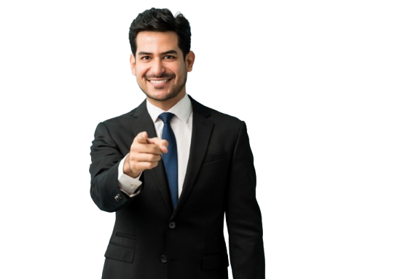 confident-good-looking-young-businessman-pointing-finger-while-standing-against-isolated