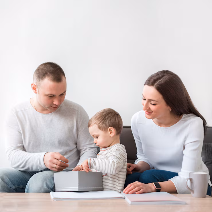 front-view-family-with-child-home